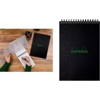 RHODIA GREENPAD kierremuistikirja A5+ viivoitettu musta 160x210mm 90gsm 80 arkkia 119929C