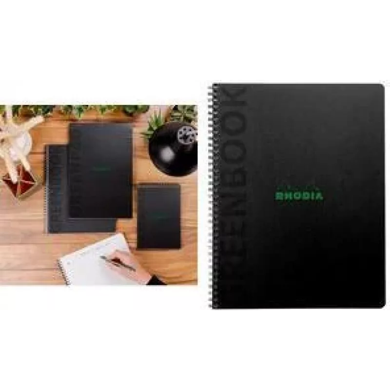 Rhodia Greenbook collegelehtiö A5+ ruudullinen musta 119934C
