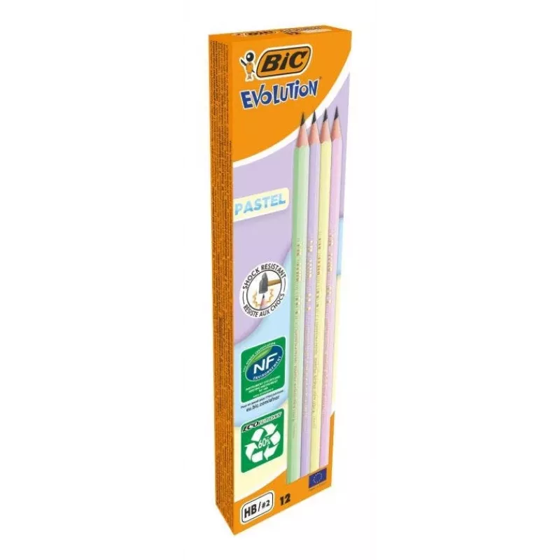 BIC Evolution PASTEL grafiittikynät HB 2 mm eri pastellivärejä 12 kpl:n pakkaus 518307