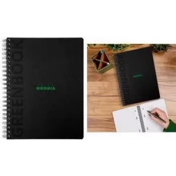 RHODIA GREENBOOK College Block A4+ viivoitettu musta (80 arkkia) 119923C