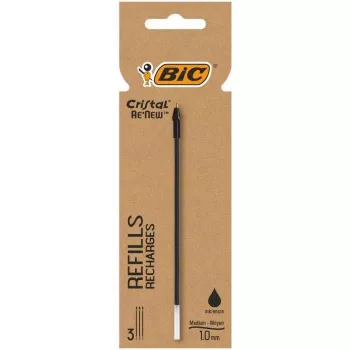 BIC Cristal RE'NEW kuulakärkikynän vaihtopatruuna, musta, hieno 0,32 mm, 1 kpl 503839