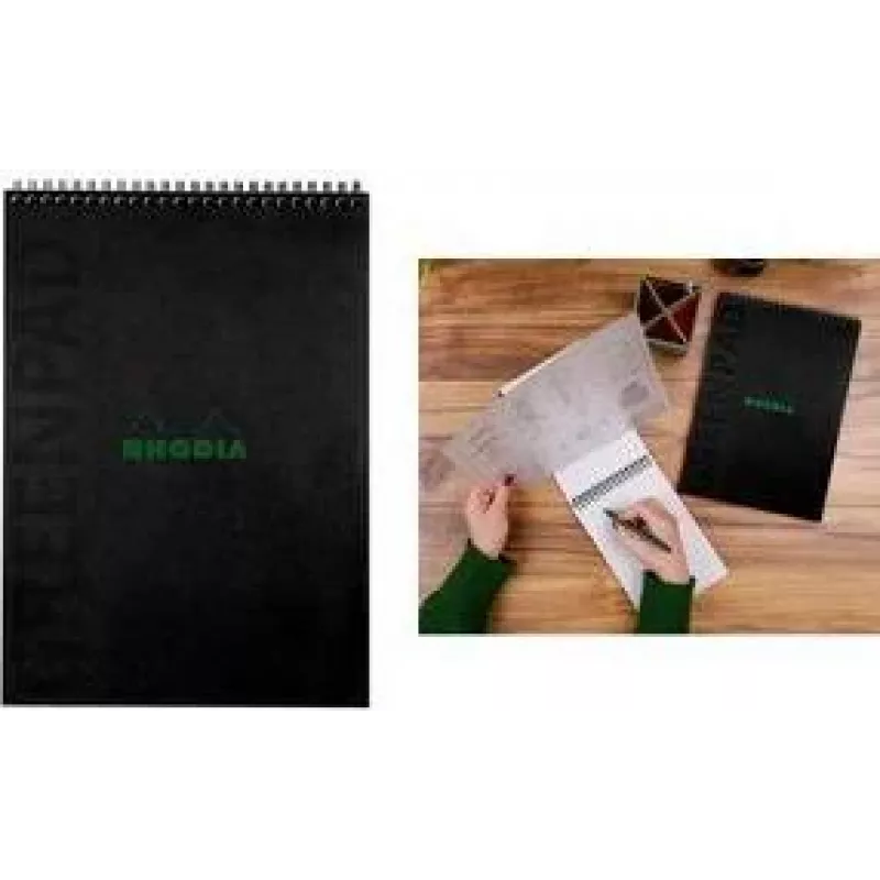 RHODIA GreenPad kierrevihko A4+ viivoitettu musta 90 g/m² 80 arkkia 119927C