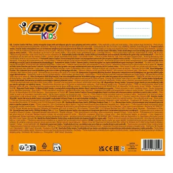 BIC KIDS Comfort Jumbo huopakynät, eri värejä, 12 kpl:n pakkaus, 1,4 mm kärki, pestävä 517250