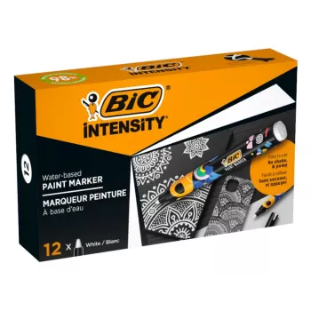 BIC Intensity -pysyvä merkkiaine, valkoinen, pyöreä kärki, 1,5-2,3 mm, 1 kpl, 98 % kierrätetty 5274251