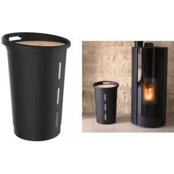 EDA pellettien säilytyslaatikko, 38 litraa, musta muovi puukannella, 20 kg kapasiteetti – 1 kpl (010478 NO)