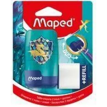 Maped Dragon kynänteroitin ja pyyhekumi yhdistelmä - kaksinkertainen teroitinsäiliö integroidulla pyyhekumilla, 1 kpl (049224)