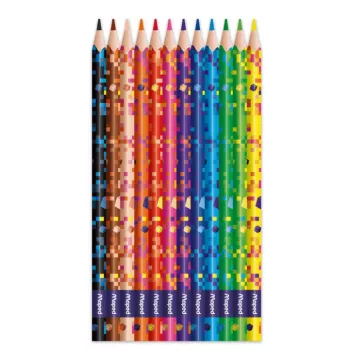 Maped PIXEL PARTY kolmikulmaiset värikynät, 12 eri väriä, pehmeä murtumaton lyijy, pixel-kuvioinen varsi, kartonkipakkaus 862204