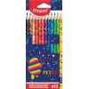 Maped PIXEL PARTY kolmikulmaiset värikynät, 12 eri väriä, pehmeä murtumaton lyijy, pixel-kuvioinen varsi, kartonkipakkaus 862204