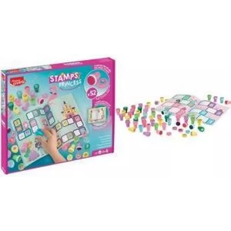 Maped Creativ Princess itsensämustuttava leimasinsarja, 6 leimasinta, muovi, pahvilaatikko, eri mustevärejä 907072