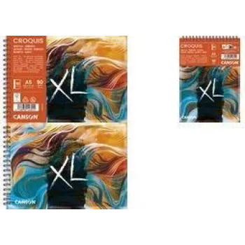 Canson XL Skizze Waves A5 luonnoskirja, 90 g/m², 80 arkkia, kierresidonta, tukeva takakansi C507803000