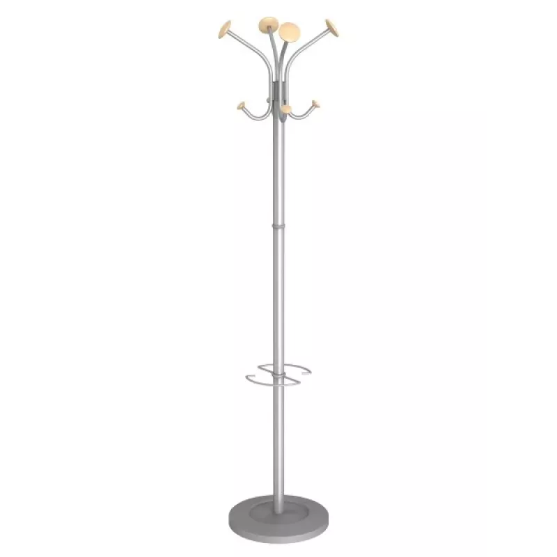 MAUL Stily vaateteline sateenvarjopidikkeellä, hopea, puukoukut, 8 koukkua, 1750 mm 9403270