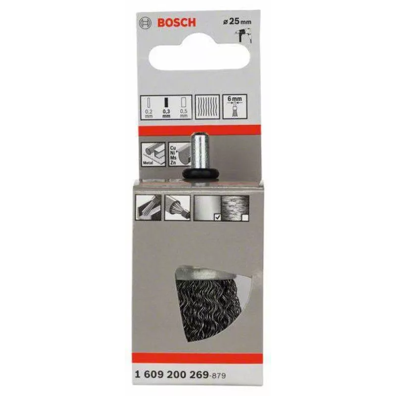 Bosch 1 609 200 269 teräslankaharja, aaltoiltu teräs, 25 mm, 6 mm varsi