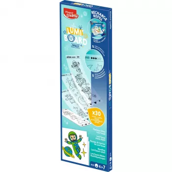 Maped Creativ LUMI BOARD Space täyttöpakkaus - 35 läpinäkyvää ja teemallista arkkia LED-valopöydille 907097