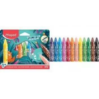 Maped Jungle Fever jumbo kolmion muotoiset vahaliidut, 12 eri väriä, eläinmotiivit, kartonkipakkaus, 1 vuodesta alkaen