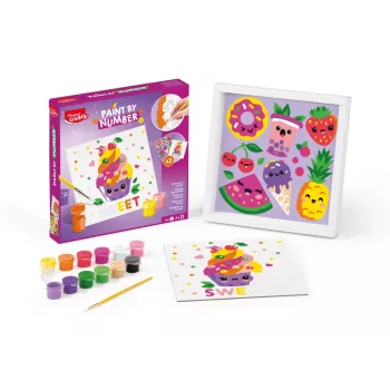 Maped Creativ maalaa numeroilla -sarja Kawaii Food Sweet - 2 esipainettua kangasta, 10 akryyliväriä, siveltimet, yli 7-vuotiaille 907088