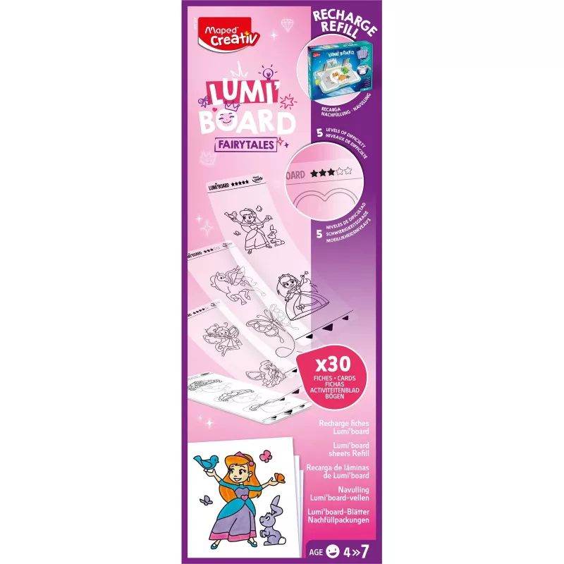 Maped Creativ Princess täyttöpakkaus LUMI BOARD LED-valopöydille, 20 läpinäkyvää paperiarkkia 907096