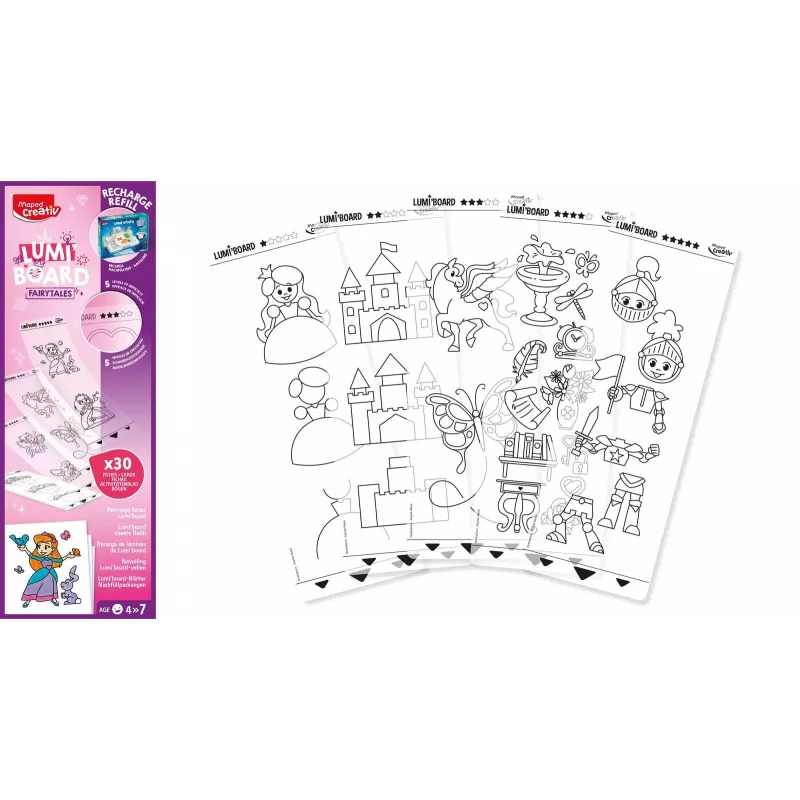 Maped Creativ Princess täyttöpakkaus LUMI BOARD LED-valopöydille, 20 läpinäkyvää paperiarkkia 907096