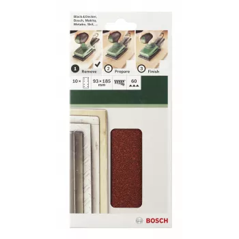 Bosch 2609256A90 10 kpl pakkaus 185 mm x 93 mm tarrahiomalaikat, karheus 120, rei'itetty