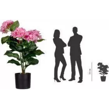 PAPERFLOW tekohortensia, vaaleanpunainen, 550 mm, polyesterikukat ja -lehdet, polyetyleenivarsi, 1 kpl (PAHORT55)