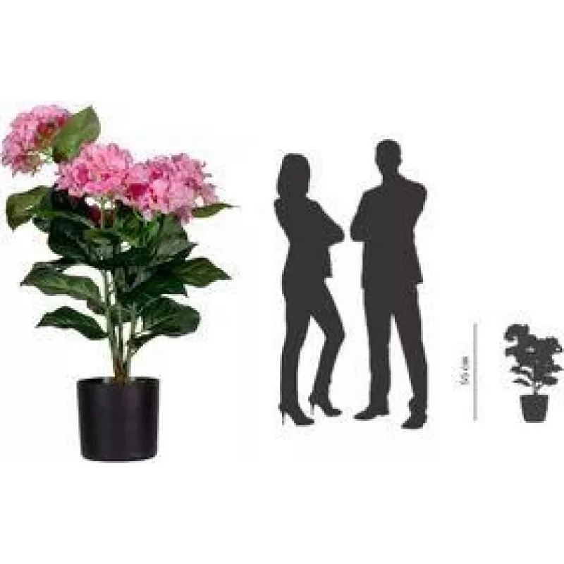 PAPERFLOW tekohortensia, vaaleanpunainen, 550 mm, polyesterikukat ja -lehdet, polyetyleenivarsi, 1 kpl (PAHORT55)