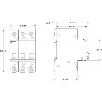 SIEMENS 5TL13910 erotuskytkin 100A 3-napainen 400V AC DIN-kisko