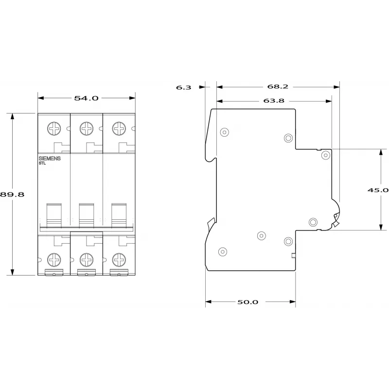 SIEMENS 5TL13910 erotuskytkin 100A 3-napainen 400V AC DIN-kisko