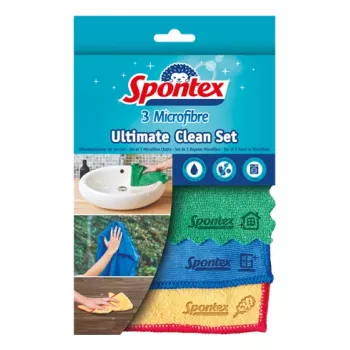 Spontex Ultimate Clean mikrokuituliinat, 3 kpl:n pakkaus, 32 x 32 cm, eri värejä 19790991