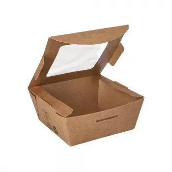 Papstar 87250 kertakäyttöinen elintarvikeastia kartongista PLA-pinnoitteella, ruskea, 750 ml, 50 kpl