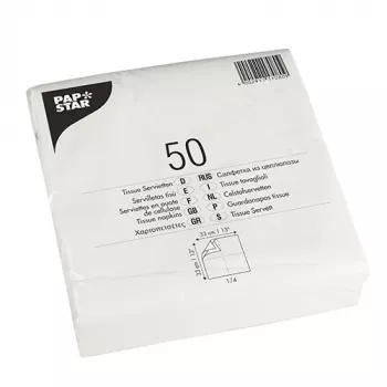 PAPSTAR lounaslautasliinat, 330 x 330 mm, 2-kerroksinen, valkoinen tissue, 1/4 taitto, 250 kpl 17080