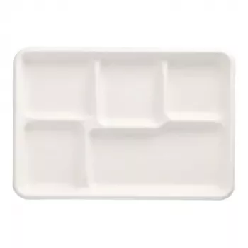 PAPSTAR sokeriruoko menukulho pure, 5 lokeroa, valkoinen, kompostoitava, 1 kpl (89881)