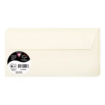 Pollen by Clairefontaine DL kirjekuori, luonnonvalkoinen 120 g/m², 110 x 220 mm, pH-neutraali, hapoton, 1 kpl (56030C)