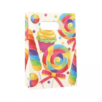 PAPSTAR Candies Party paperipussi kahvalla, 140 x 210 x 60 mm, pohjataite, sivutaite, 1 kpl (88862)