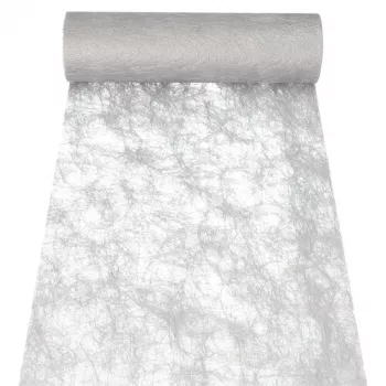 PAPSTAR Sizoflor pöytäjuoksija ja koristenauha, hopea, 25 m x 30 cm, vedenkestävä, 75 % polyesteriä / 25 % polyamidia 37064