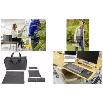 SIGEL BAB11 Desk Sharing Bag Classic L, tummanharmaa, 5-osainen sarja