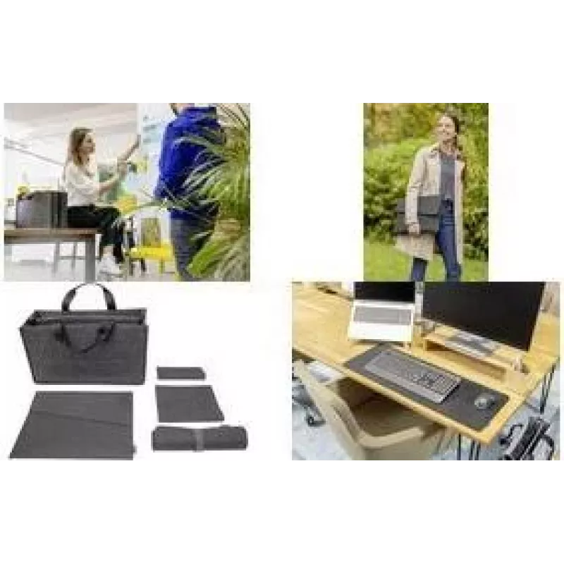 SIGEL BAB11 Desk Sharing Bag Classic L, tummanharmaa, 5-osainen sarja