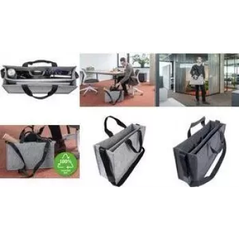 SIGEL business-huopakassi Desk Sharing Bag Classic L, harmaa synteettinen huopa, 2 kantokahvaa ja säädettävä olkahihna, 1 kpl (BA409)