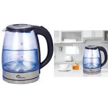Little Balance LB 8520 lasinen vedenkeitin 1,8L 2200W borosilikaattilasi ruostumattomasta teräksestä valmistetuilla yksityiskohdilla ja sinisellä LED-valolla