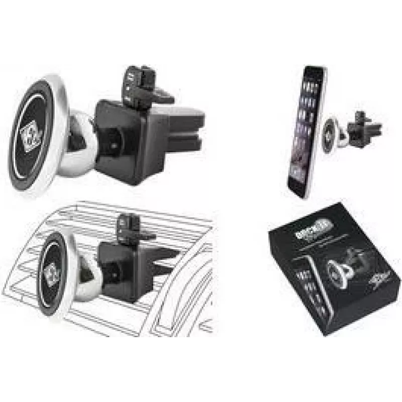 WEDO Dock-it Premium Mini magneettinen autotuuletusteline älypuhelimille, musta/hopea 60 15054