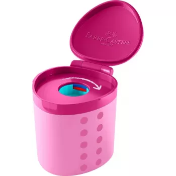 FABER-CASTELL Grippy kynänteroitin, roosa teräsuojalla, lapsiturvallinen, napsautusmekanismi - 1 kpl (181795)