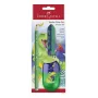 Faber-Castell Dino Jumbo kirjoitussarja, vihreä, 3 kynää, 3 mm lyijy, ergonominen kolmiomainen, murtumaton, yli 3-vuotiaille 111529