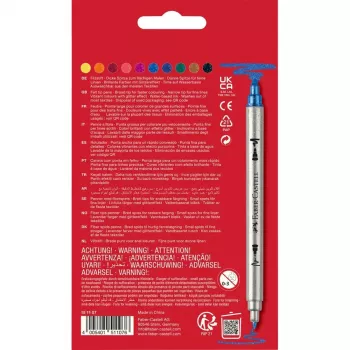 FABER-CASTELL glitter-kaksikärkiset huopakynät, 10 eri väriä, pestävä, 3–5 mm ja 1 mm kärjet 151107