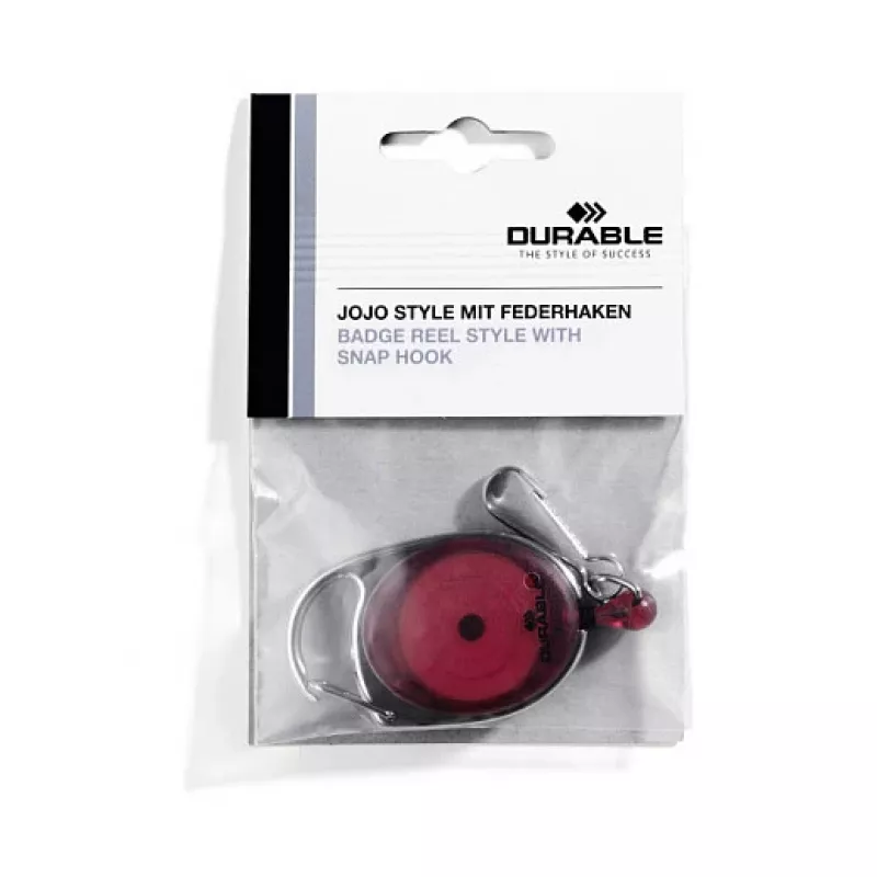 DURABLE Jojo STYLE Henkilökorttipidike jousikoukulla 832703, punainen