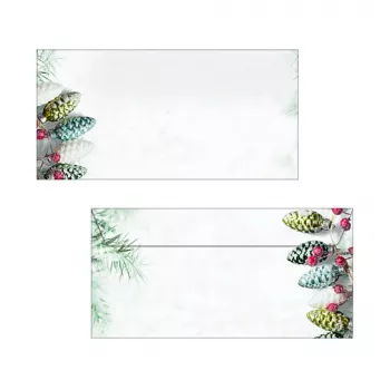 Sigel DU177 Christmas Garland kirjekuori DIN lang (DL, 110 x 220 mm), ilman ikkunaa, valkoinen/vihreä, 90 g/m², 50 kpl