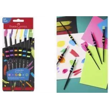 Faber-Castell synteettinen sivellinsarja, 6 kpl, Soft-Touch-otepinta, kestävä, pehmeä synteettinen - 1 kpl (481622)