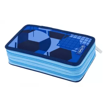 HERLITZ Blue Goal kaksiosainen penaali, 23 osaa, 2 lokeroa, vetoketju, värillinen sisävuori 400205859