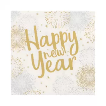 PAPSTAR Happy New Year lautasliinat 330 x 330 mm, 3-kerroksinen, 1/4 taite, 20 kpl:n pakkaus 89772