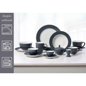 Ritzenhoff & Breker Doppio antrasiitti keittolautanen 220 mm posliini, 6 kpl:n setti 430219