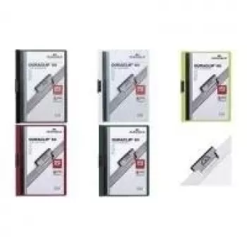 DURABLE DURACLIP ORIGINAL 60 A4 puristin metalliklipsillä, läpinäkyvä etukansi, musta takakansi, 5 kpl:n pakkaus 2238-01