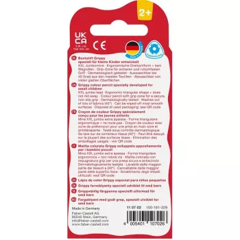 Faber-Castell Grippy Pastel kolmionmuotoiset värikynät, 4 kpl:n pakkaus, jumbo pehmeä lyijy pienille lasten käsille 110702