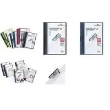 DURABLE DURACLIP ORIGINAL 30 A4 -puristinnidontakansio metalliklipsillä, läpinäkyvät siniset etukannet, 5 kpl:n pakkaus 2227-07